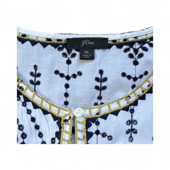 J. Crew White and Black Embroidered Blouse - Picture 5 of 5